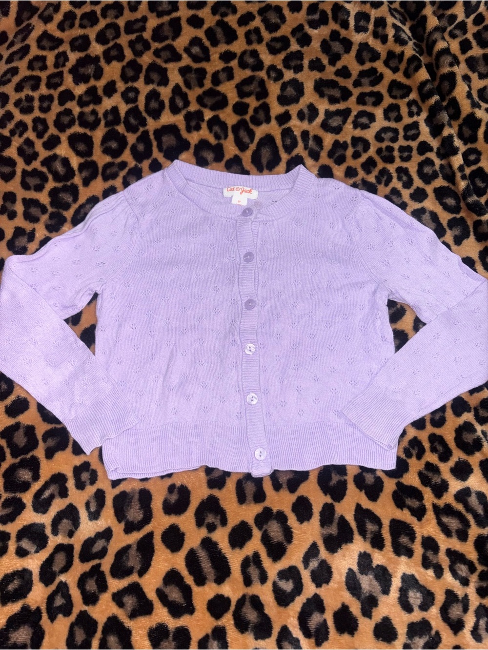 Light Purple Pointelle Button Front Sweater Cardigan Toddler Girl 3T